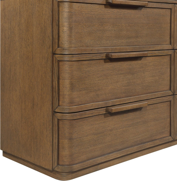 Meridian Furniture Tiberio Mid-century Oak Veneer Dresser with Soft Close Drawers for Modern Bedroom Storage Brown TiberioBrown-D