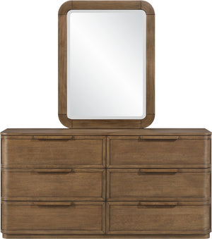 Meridian Furniture Tiberio Mid-century Oak Veneer Dresser with Soft Close Drawers for Modern Bedroom Storage Brown TiberioBrown-D