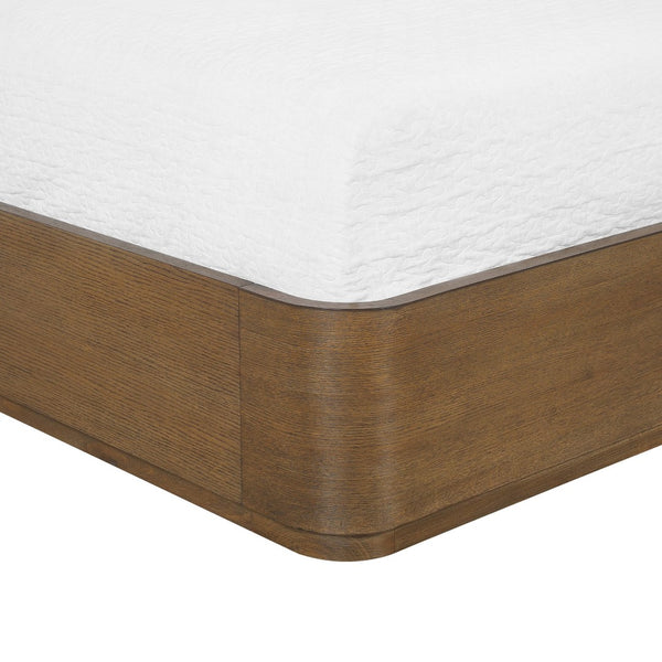 Meridian Furniture Tiberio Solid Wood King Bed Linen Upholstered Mid-century Frame for Modern Bedroom Decor Brown / Cream TiberioBrown-K
