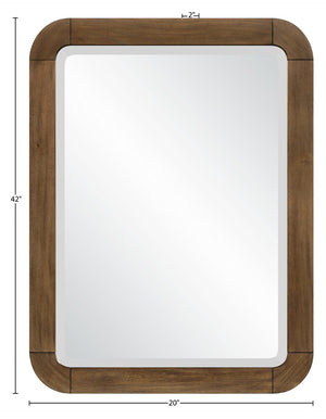 Meridian Furniture Tiberio Oak Wood Wall Mirror Mid-century Modern Accent for Bedroom and Entryway Decor Brown TiberioBrown-M