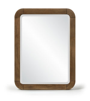Meridian Furniture Tiberio Oak Wood Wall Mirror Mid-century Modern Accent for Bedroom and Entryway Decor Brown TiberioBrown-M