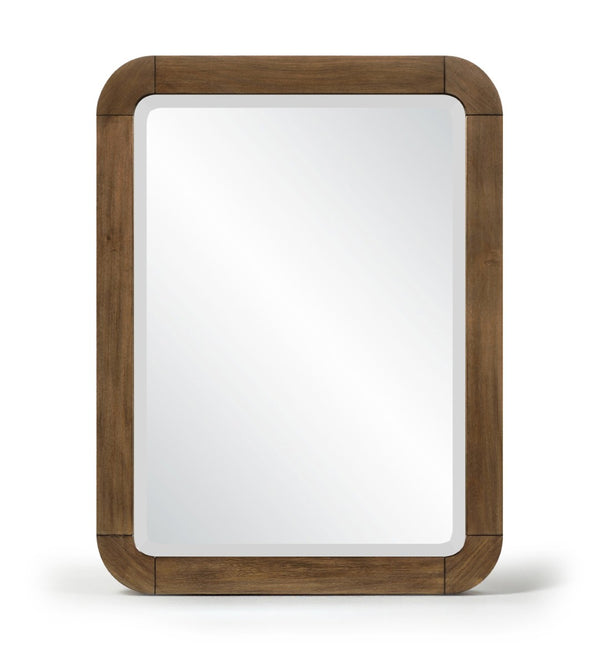 Meridian Furniture Tiberio Oak Wood Wall Mirror Mid-century Modern Accent for Bedroom and Entryway Decor Brown TiberioBrown-M