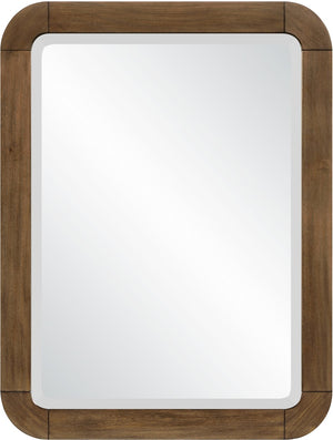 Meridian Furniture Tiberio Oak Wood Wall Mirror Mid-century Modern Accent for Bedroom and Entryway Decor Brown TiberioBrown-M