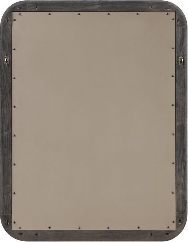 Meridian Furniture Tiberio Oak Wood Wall Mirror Mid-century Modern Accent for Bedroom and Entryway Decor Brown TiberioBrown-M