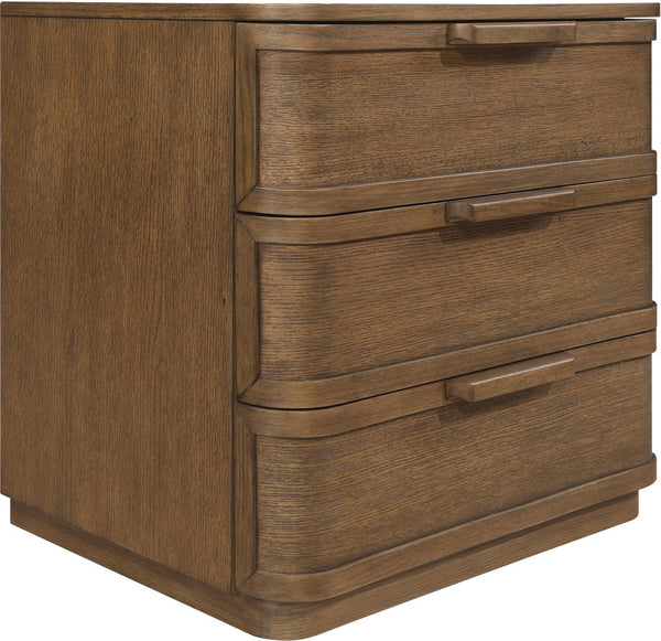 Meridian Furniture Tiberio Mid-century Oak Veneer Nightstand with Soft Close Drawer for Modern Bedroom Storage Brown TiberioBrown-NS