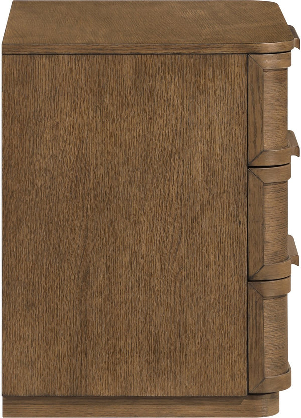 Meridian Furniture Tiberio Mid-century Oak Veneer Nightstand with Soft Close Drawer for Modern Bedroom Storage Brown TiberioBrown-NS