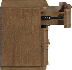 Meridian Furniture Tiberio Mid-century Oak Veneer Nightstand with Soft Close Drawer for Modern Bedroom Storage Brown TiberioBrown-NS