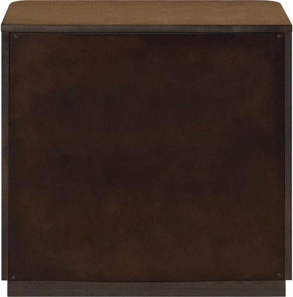 Meridian Furniture Tiberio Mid-century Oak Veneer Nightstand with Soft Close Drawer for Modern Bedroom Storage Brown TiberioBrown-NS