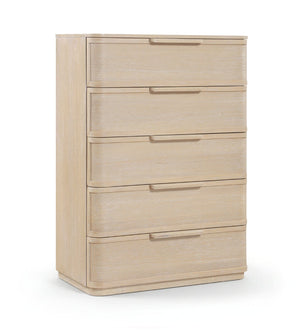 Meridian Furniture Tiberio Mid-century Tall Six Drawer Oak Veneer Chest with Soft Close Drawers for Bedroom Storage Natural TiberioNatural-CH