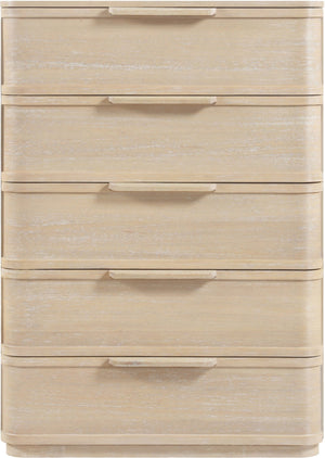 Meridian Furniture Tiberio Mid-century Tall Six Drawer Oak Veneer Chest with Soft Close Drawers for Bedroom Storage Natural TiberioNatural-CH