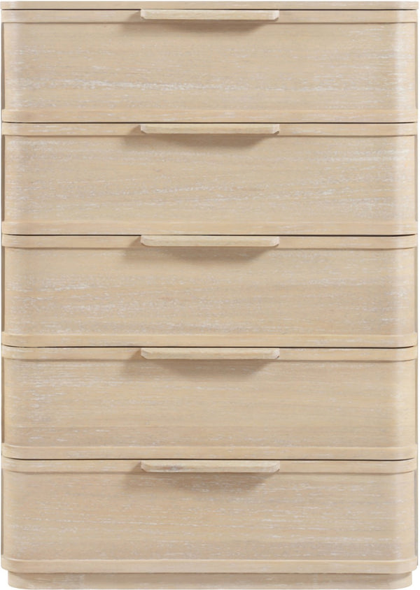 Meridian Furniture Tiberio Mid-century Tall Six Drawer Oak Veneer Chest with Soft Close Drawers for Bedroom Storage Natural TiberioNatural-CH