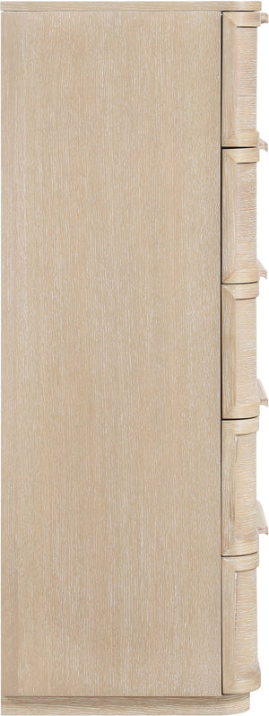 Meridian Furniture Tiberio Mid-century Tall Six Drawer Oak Veneer Chest with Soft Close Drawers for Bedroom Storage Natural TiberioNatural-CH