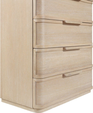 Meridian Furniture Tiberio Mid-century Tall Six Drawer Oak Veneer Chest with Soft Close Drawers for Bedroom Storage Natural TiberioNatural-CH