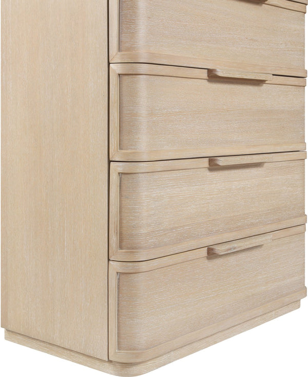 Meridian Furniture Tiberio Mid-century Tall Six Drawer Oak Veneer Chest with Soft Close Drawers for Bedroom Storage Natural TiberioNatural-CH