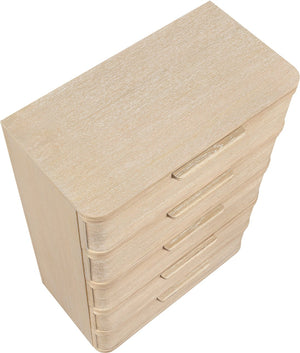 Meridian Furniture Tiberio Mid-century Tall Six Drawer Oak Veneer Chest with Soft Close Drawers for Bedroom Storage Natural TiberioNatural-CH