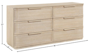 Meridian Furniture Tiberio Mid-century Oak Veneer Dresser with Soft Close Drawers for Modern Bedroom Storage Natural TiberioNatural-D