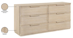 Meridian Furniture Tiberio Mid-century Oak Veneer Dresser with Soft Close Drawers for Modern Bedroom Storage Natural TiberioNatural-D