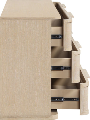 Meridian Furniture Tiberio Mid-century Oak Veneer Dresser with Soft Close Drawers for Modern Bedroom Storage Natural TiberioNatural-D
