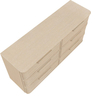 Meridian Furniture Tiberio Mid-century Oak Veneer Dresser with Soft Close Drawers for Modern Bedroom Storage Natural TiberioNatural-D