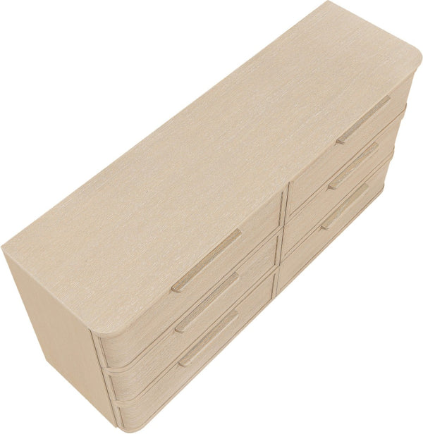 Meridian Furniture Tiberio Mid-century Oak Veneer Dresser with Soft Close Drawers for Modern Bedroom Storage Natural TiberioNatural-D