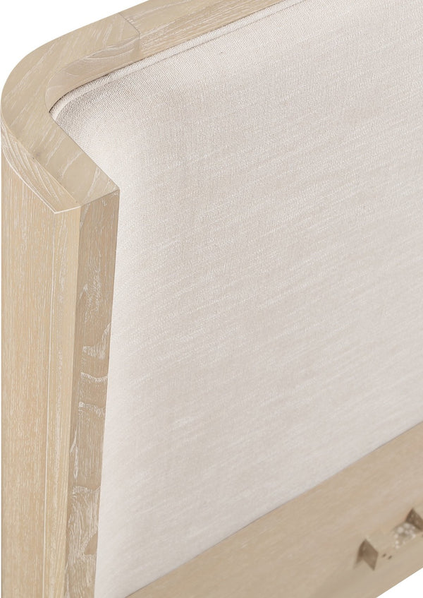 Meridian Furniture Tiberio Solid Wood King Bed Linen Upholstered Mid-century Frame for Modern Bedroom Decor Natural / Cream TiberioNatural-K