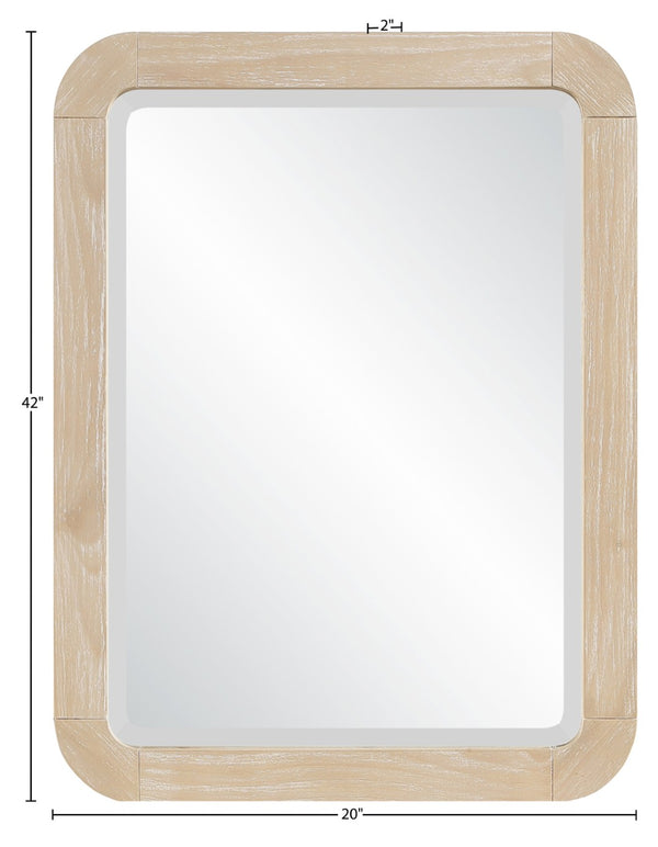 Meridian Furniture Tiberio Oak Wood Wall Mirror Mid-century Modern Accent for Bedroom and Entryway Decor Natural TiberioNatural-M