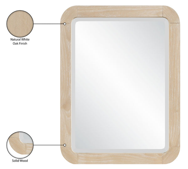 Meridian Furniture Tiberio Oak Wood Wall Mirror Mid-century Modern Accent for Bedroom and Entryway Decor Natural TiberioNatural-M