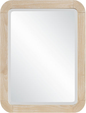 Meridian Furniture Tiberio Oak Wood Wall Mirror Mid-century Modern Accent for Bedroom and Entryway Decor Natural TiberioNatural-M