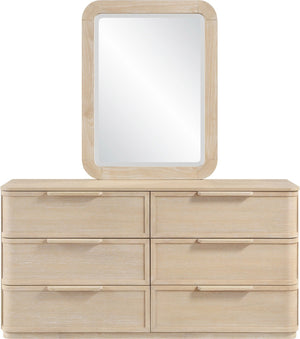 Meridian Furniture Tiberio Oak Wood Wall Mirror Mid-century Modern Accent for Bedroom and Entryway Decor Natural TiberioNatural-M