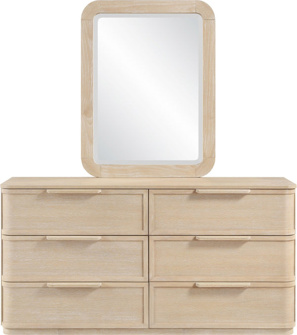 Meridian Furniture Tiberio Oak Wood Wall Mirror Mid-century Modern Accent for Bedroom and Entryway Decor Natural TiberioNatural-M