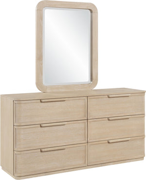 Meridian Furniture Tiberio Oak Wood Wall Mirror Mid-century Modern Accent for Bedroom and Entryway Decor Natural TiberioNatural-M