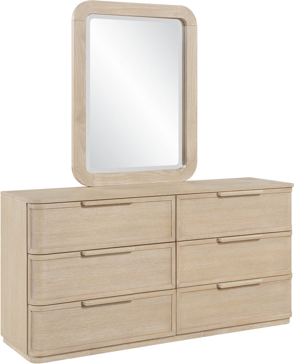 Meridian Furniture Tiberio Oak Wood Wall Mirror Mid-century Modern Accent for Bedroom and Entryway Decor Natural TiberioNatural-M