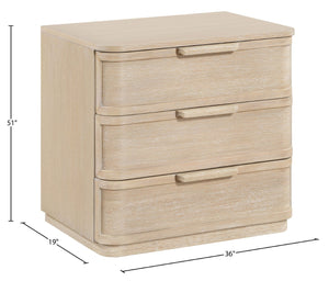 Meridian Furniture Tiberio Mid-century Oak Veneer Nightstand with Soft Close Drawer for Modern Bedroom Storage Natural TiberioNatural-NS