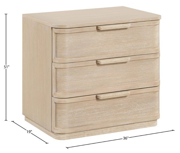 Meridian Furniture Tiberio Mid-century Oak Veneer Nightstand with Soft Close Drawer for Modern Bedroom Storage Natural TiberioNatural-NS