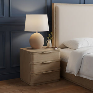 Meridian Furniture Tiberio Mid-century Oak Veneer Nightstand with Soft Close Drawer for Modern Bedroom Storage Natural TiberioNatural-NS