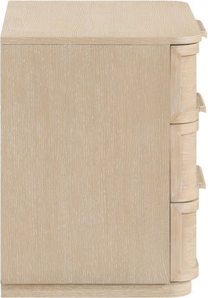 Meridian Furniture Tiberio Mid-century Oak Veneer Nightstand with Soft Close Drawer for Modern Bedroom Storage Natural TiberioNatural-NS