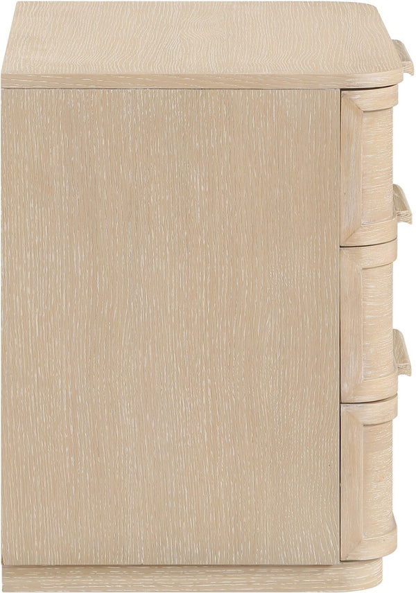 Meridian Furniture Tiberio Mid-century Oak Veneer Nightstand with Soft Close Drawer for Modern Bedroom Storage Natural TiberioNatural-NS