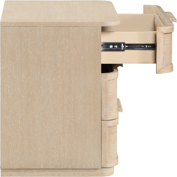 Meridian Furniture Tiberio Mid-century Oak Veneer Nightstand with Soft Close Drawer for Modern Bedroom Storage Natural TiberioNatural-NS