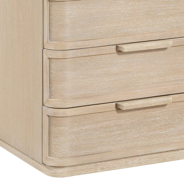 Meridian Furniture Tiberio Mid-century Oak Veneer Nightstand with Soft Close Drawer for Modern Bedroom Storage Natural TiberioNatural-NS