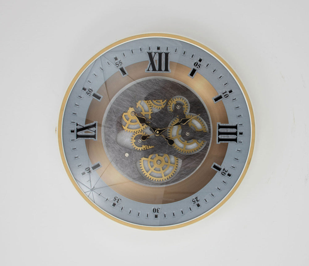 Zeugma Tiffany Wall Clock - Vintage-inspired Skeleton Design With Blue Face & Gold Accents For Timeless Elegance   24cf206