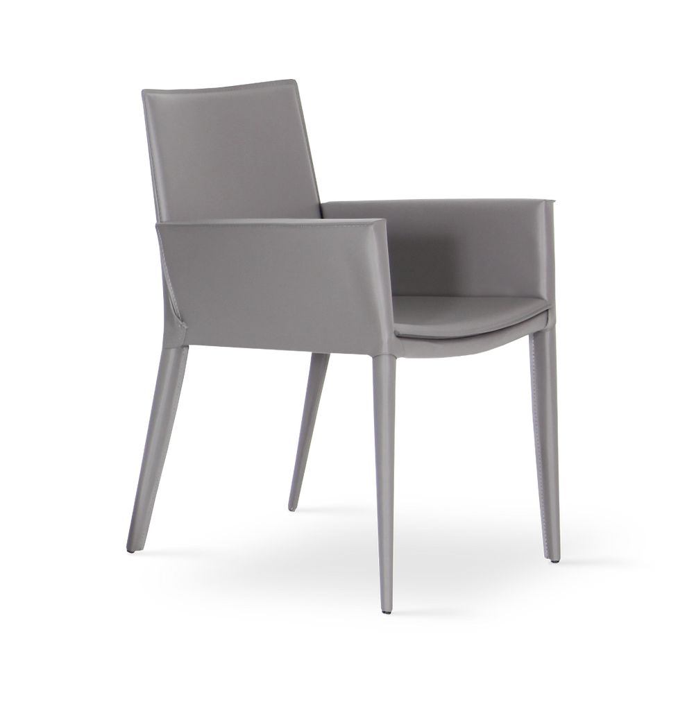 Soho Concept Tiffany Armchair Dining Chair - Modern Upholstered Design In Stylish Bonded Leather Options Grey  Soho-concept-dining-chair-05957