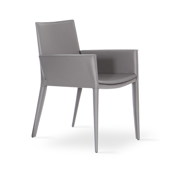 Soho Concept Tiffany Armchair Dining Chair - Modern Upholstered Design In Stylish Bonded Leather Options Grey  Soho-concept-dining-chair-05957