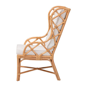 Bali & Pari Todd Handcrafted Rattan Wingback Lounge Chair with Tufted Cushions