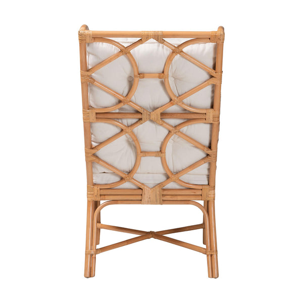 Bali & Pari Todd Handcrafted Rattan Wingback Lounge Chair with Tufted Cushions