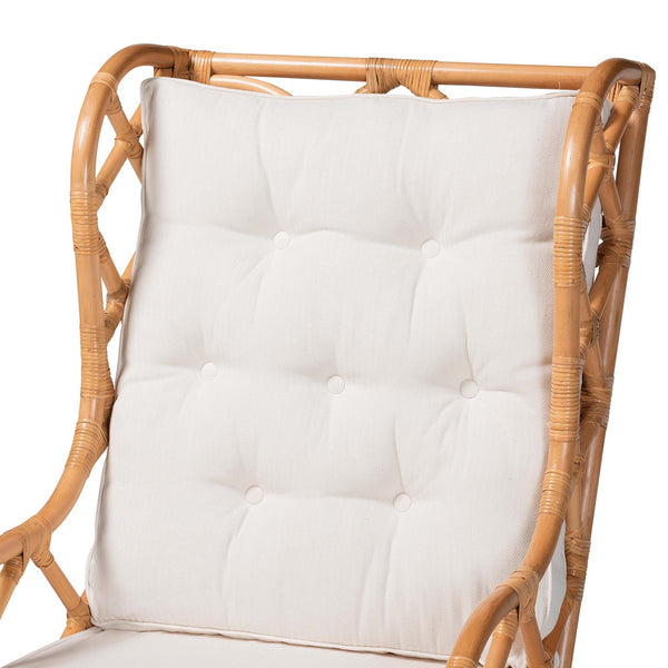 Bali & Pari Todd Handcrafted Rattan Wingback Lounge Chair with Tufted Cushions