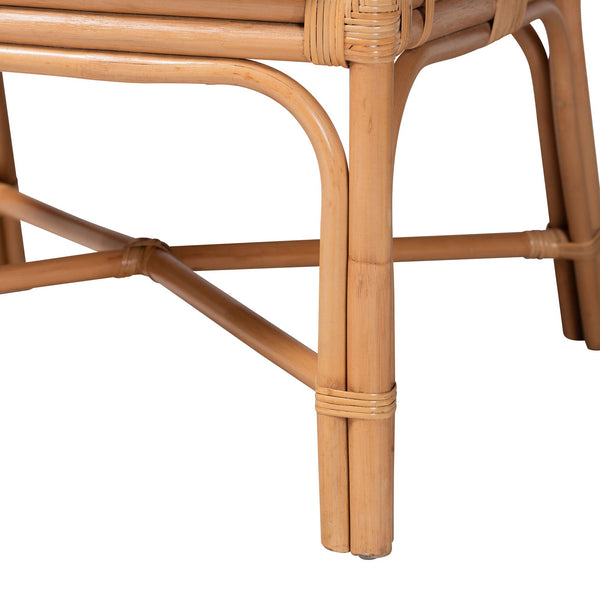 Bali & Pari Todd Handcrafted Rattan Wingback Lounge Chair with Tufted Cushions