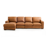 Tolland LAF Chaise Shaped Sectional Salt Flat - Tolland Sectional Chestnut leather SFTOLLSEC03SC Malouf