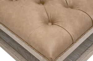 Essentials For Living Townsend Tufted Upholstered Coffee Table – Transitional Style With Storage Shelf & Elegant Design Ivanhoe Toast,Natural Gray Ash,Black Nail Tacks Solid Ash Wood,Ash Veneer,Plywood 6429up-rct.Ivt-bt/Ng