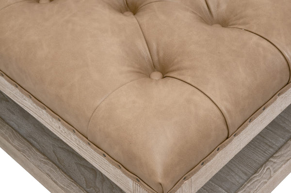 Essentials For Living Townsend Tufted Upholstered Coffee Table – Transitional Style With Storage Shelf & Elegant Design Ivanhoe Toast,Natural Gray Ash,Black Nail Tacks Solid Ash Wood,Ash Veneer,Plywood 6429up-rct.Ivt-bt/Ng