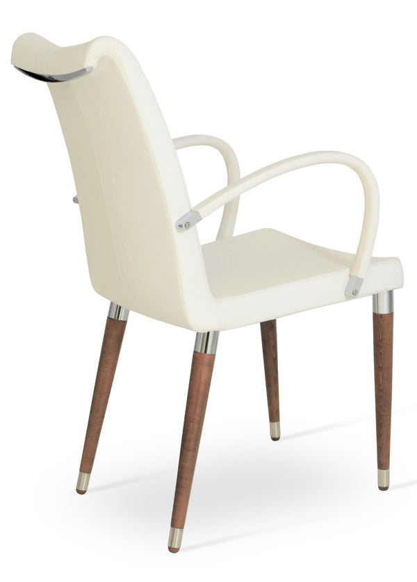 Soho Concept Wood Top 43.5" Walnut Veneer Dining Chair - Elegant White Lacquer Finish, Durable & Stylish Design White  Soho-concept-dining-chair-06255